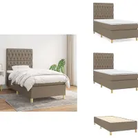 vidaXL Letto a molle con materasso in tessuto taupe 100x200 cm - Letti e strutture letto