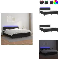 vidaXL Letto a molle con materasso e LED nero 180x200 cm in Pelle finta - Letti e strutture letto