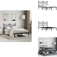 vidaXL Struttura letto con testiera in metallo nero 135x190 cm - Letti e strutture letto