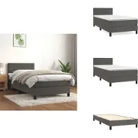 vidaXL Letto a molle con materasso grigio scuro 90x200 cm in velluto - Letti e strutture letto
