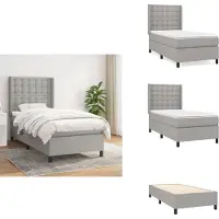vidaXL Letto a molle con materasso grigio chiaro 90x190 cm in tessuto - Letti & strutture letto