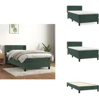 vidaXL Letto a molle con materasso verde scuro 90x200 cm in velluto - Letti e strutture letto