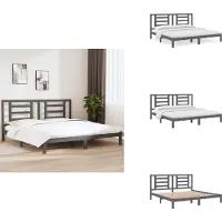 vidaXL Letto in legno massiccio pino grigio 200x200 cm - Letti e strutture letto