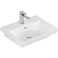 Villeroy & Boch Subway 3.0, lavabo rectangulaire, 1 trou pour robinetterie, avec trop-plein, compatible avec robinetterie 3 trous, 550x440mm, 4A705501, 4A705501