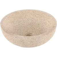 Differnz Lavabo da appoggio da 40 cm - Lavabo in terrazzo marrone-beige - Lavabo rotondo - per piano lavabo - Ø 40 cm, altezza 15 cm