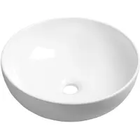 Sapho Lavabi - Lavabo Rondane, diametro 400 mm, senza foro per miscelatore, senza troppopieno, bianco AR435