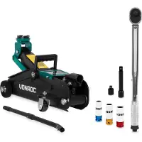 Vonroc Set cambio gomme | Cric per auto e chiave dinamometrica ½” - incl. 3 bussole