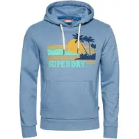 Superdry per uomo. M2012281A Felpa con cappuccio blu Great Outdoors (L), Casual, Cotone, Manica lunga
