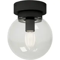 LUCANDE Badolo plafoniera, nero, vetro, Ø 15 cm, IP44