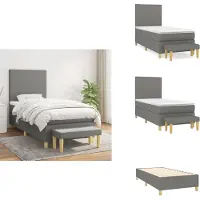 vidaXL Letto a molle con materasso grigio scuro 90x200 cm in tessuto - Letti & strutture letto