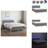vidaXL Letto a molle con materasso e tessuto LED grigio scuro 140x190 cm - Letti e strutture letto
