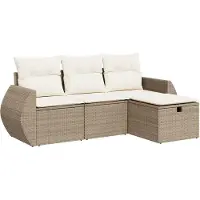 vidaXL Set di divani da giardino 4 pezzi con cuscini Beige poly rattan