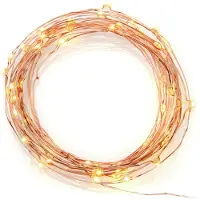 Konstsmide - Catena luminosa a goccia a LED, 50 diodi color ambra, trasformatore 3V_interno, filo color rame - 6386-860