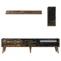 Skye Decor , Valensiya - Noce, Nero, Marmo, Mobile TV, Noce, 100% PANNELLI DI PARTICELLE RIVESTITI IN MELAMMINA, 180 x 45 x 35 cm
