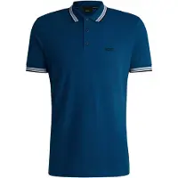 BOSS per uomo. 50469055 Polo blu risaia (L), Casual, Cotone, Manica corta