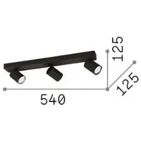 Ideal Lux Rudy Faretto rotondo da soffitto, nero, a 3 luci, metallo