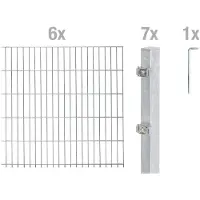 Alberts 650995 Recinzione a doppia rete metallica come set completo di 14 pezzi, zincato a caldo, altezza 140 cm, lunghezza 12 m