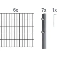 Alberts 650919 Recinzione a doppia rete metallica come set completo di 14 pezzi, antracite, altezza 100 cm, lunghezza 12 m