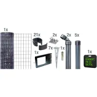 Alberts 695767 Fix-Clip Pro come set completo di recinzione, con presa a terra e cuscino per ginocchio, antracite, altezza 102 cm, lunghezza 10 m