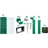 Alberts 695668 Fix-Clip Pro come set completo di recinzione, con presa a terra e cuscino per ginocchio, verde, altezza 81 cm, lunghezza 10 m