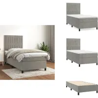 vidaXL Letto a molle con materasso grigio chiaro 90x200 cm in velluto - Letti e strutture letto