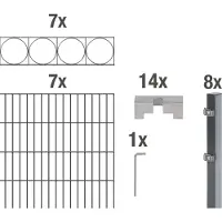 Alberts 668433 Staccionata doppia "Oslo" come set completo di 37 pezzi, plastificata, antracite, altezza 120 cm, lunghezza 14 m