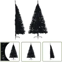 The Living Store Mezzo albero di Natale artificiale con supporto nero 240 cm PVC