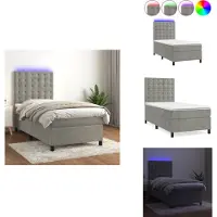 vidaXL Letto a molle con materasso e LED in velluto grigio chiaro 90x190 cm - Letti & strutture letto