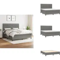vidaXL Letto a molle con materasso grigio scuro 180x200 cm in tessuto - Letti & strutture letto