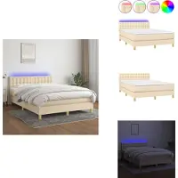 vidaXL Letto a molle insacchettate con materasso e tessuto LED crema 140x190 cm - Letti e strutture letto