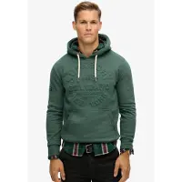 Superdry per uomo. M2013698A Felpa con cappuccio grafica con logo in rilievo verde (XL), Casual, Cotone, Sostenibile