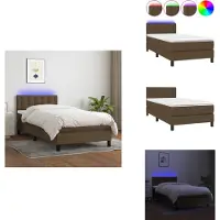 vidaXL Letto a molle con materasso e LED in tessuto marrone scuro 90x190 cm - Letti & strutture letto