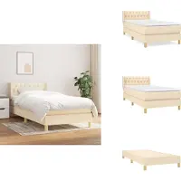 vidaXL Letto a molle con materasso crema 90x190 cm in tessuto - Letti & strutture letto