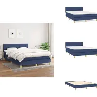 vidaXL Letto a molle con materasso blu 140x200 cm in tessuto - Letti & strutture letto