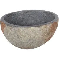 Differnz Lavabo da appoggio Lombok-M pietra naturale marrone grigio 36 cm 38.010.61