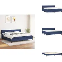 vidaXL Letto a molle con materasso blu 200x200 cm in tessuto - Letti & strutture letto
