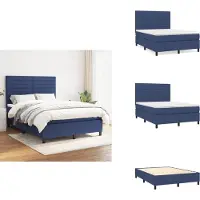 vidaXL Letto a molle con materasso blu 140x190 cm in tessuto - Letti & strutture letto