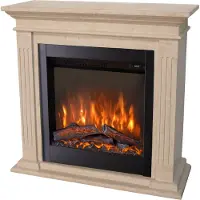 Xaralyn Caminetto elettrico - Cadiz ELE-SWP - pietra naturale levigata bianca - riscaldamento 1500 Watt - con telecomando - caminetto da incasso incluso - caminetto decorativo