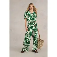 White Stuff Lucinda Eco Vero Wide Trouser Green Printed Taglia: 20 REGULAR | Pantaloni Outlet | Donna | Verde