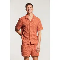Shiwi Men Toweling Shortsleeve Shirt Light Rust Orange Taglia: XL | Camicie Casual Outlet | Uomo | Marrone