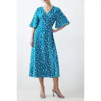 French Connection Bonita Wrap Angel Dress Long Peacock/white Taglia: 6 | Abiti Midi Outlet | Donna | Bianco