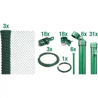 Alberts 635053 Recinzione in rete metallica come set completo di recinzione, da inserire nel calcestruzzo, verde, altezza 150 cm, lunghezza 75 m