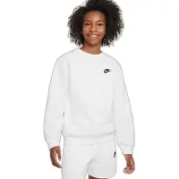 Nike Kid's NSW Club Fleece Crew L/S Maglia a manica lunga Bambini (M, bianco)