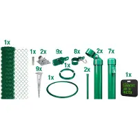 Alberts 690823 Recinzione in rete metallica come set completo di recinzione, con manicotto a terra carrabile e cuscino per le ginocchia, verde, altezza 200 cm, lunghezza 15 m