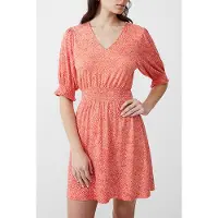 French Connection Bernice Shirred Dress Short Mandarin/seapink/ivr Taglia: 8 | Abiti Mini Outlet | Donna