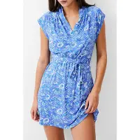 French Connection Cosette Vee S/less Dress Baja Blue / White Taglia: 10 | Abiti Mini Outlet | Donna | Blu