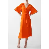 French Connection Wrap Angel Slv Dress Long Mandarin Taglia: 8 | Abiti Midi Outlet | Donna