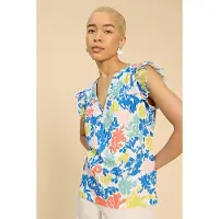 White Stuff Tea Woven Frill Top White Printed Taglia: 10 | Canottiere Outlet | Donna | Bianco