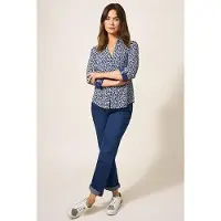 White Stuff Annie Printed Jersey Shirt Navy Printed Taglia: 8 REGULAR | Magliette intime Outlet | Donna | Blu