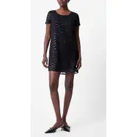 French Connection Lurex Ggt Ss Shift Dress S Black Taglia: 10 | Abiti Mini Outlet | Donna | Nero